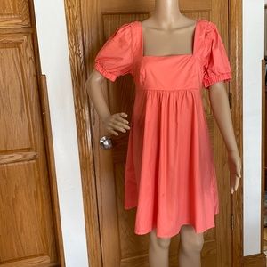 Wild fable midi  orange dress with puff sleeves and accent elastic back